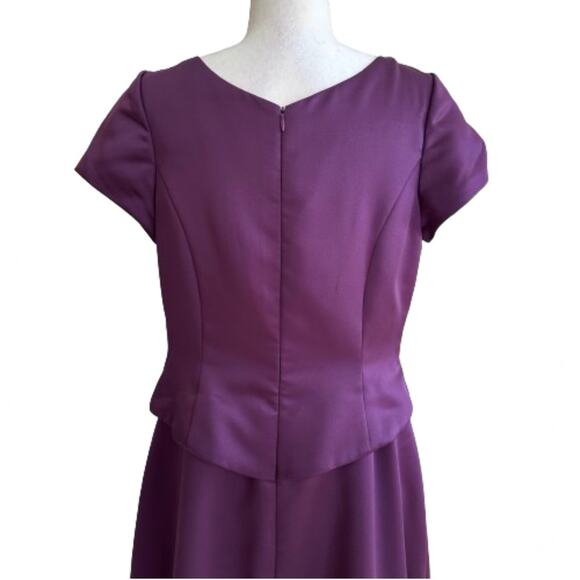 Bonny Purple Short Sleeve Ruched Waist Formal Cocktail Party Maxi Dress Size 14 - Picture 5 of 13